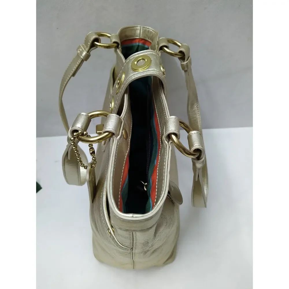 Coach Lily Metallic Gold Leather Limited Ed TurnLock Tote Bag - VTG